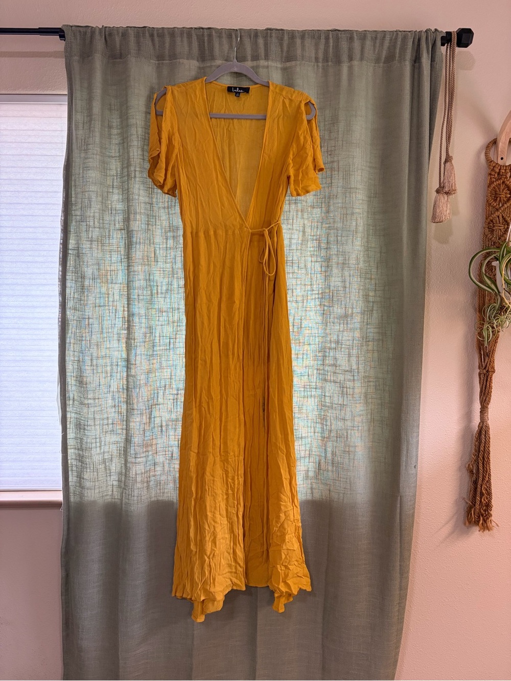 Women’s Wrap Maxi Dress in Mustard Yellow